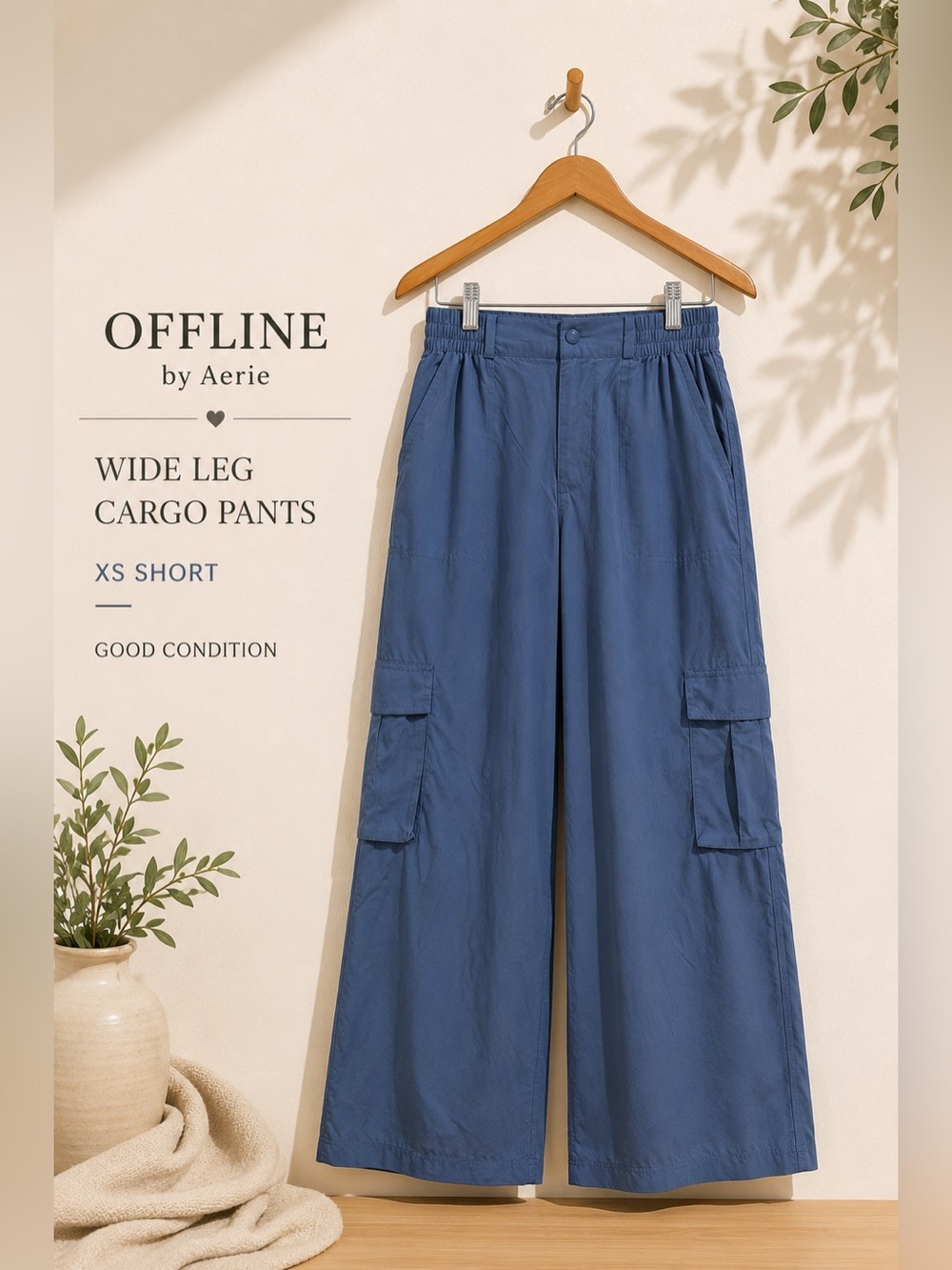 OFFLINE by Aerie Wide Leg Cargo Pants Blue XS Short